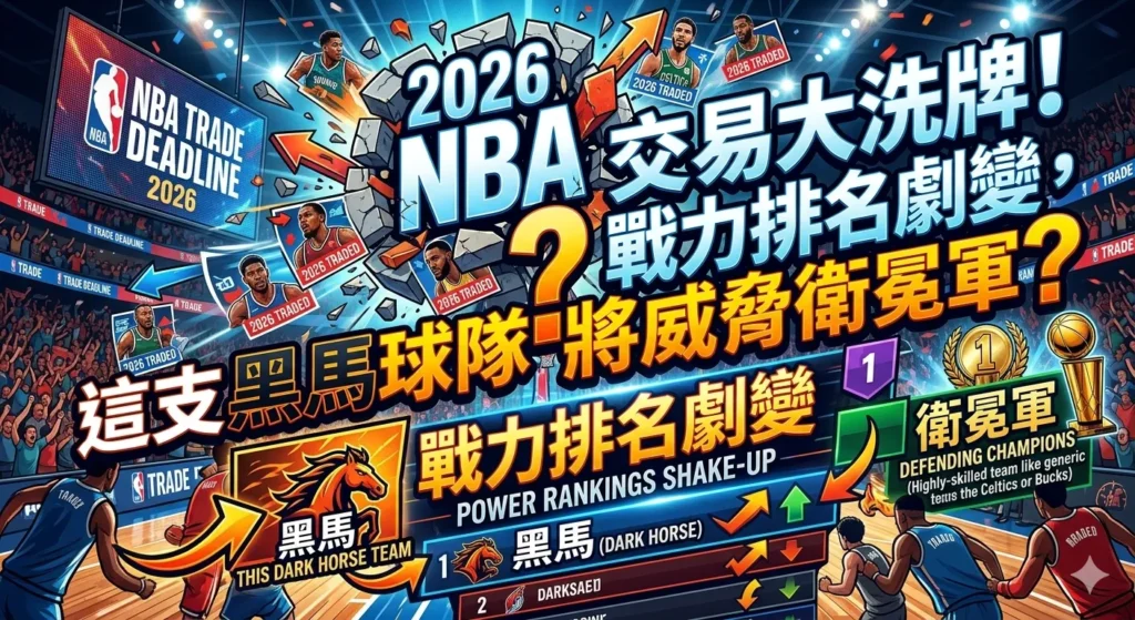 2026 NBA交易大洗牌資訊圖，整理交易截止日與球隊戰力排名變化
